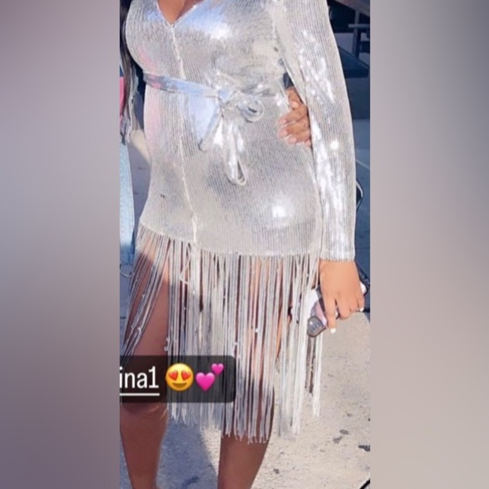 Silver sequins shingle dress